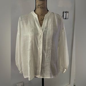 NWT- BANANA REPUBLIC Ivory Shimmery Poet’s Blouse